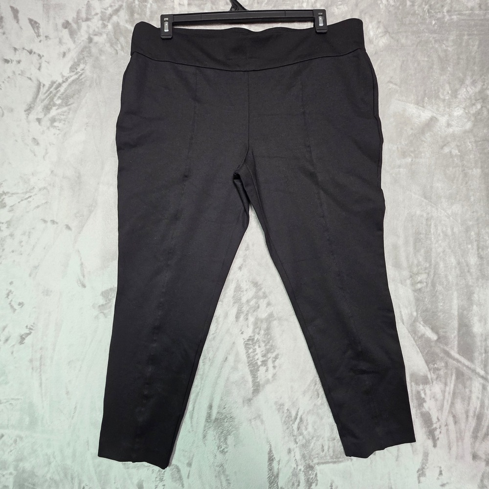 Anne Klein Womens XL Black Pull On Ponte Tapered Leg Pintuck Pants Stretch